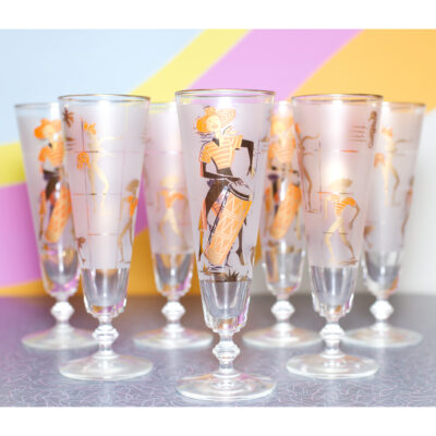 Vintage 1950s Caribbean Cruise Pilsner Glasses by Libbey | Set of 7
