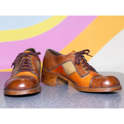Vintage 1970s Brown Platform Dexter Oxford Shoes Wood Heel | Mens Size 10/10.5