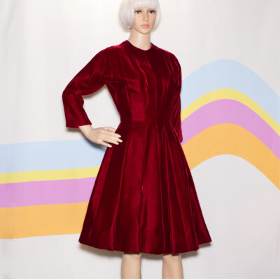 Vintage 1950s Red Velvet Dress
