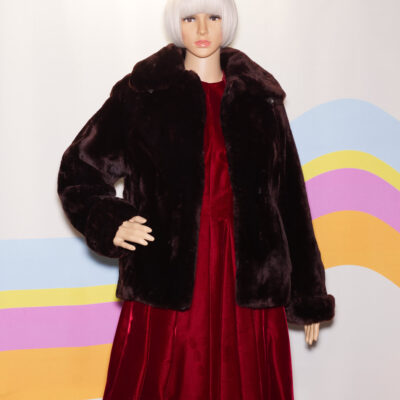 Vintage 1950s Brown Mouton Short Coat