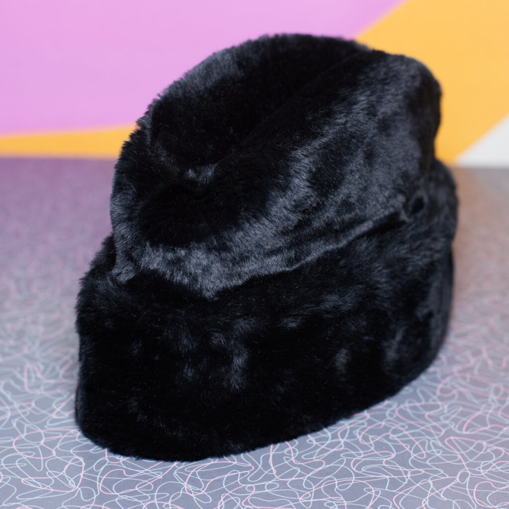 Vintage Black Faux Fur Cossack Hat | 1