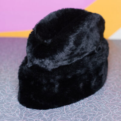 Vintage Black Faux Fur Cossack Hat | 1