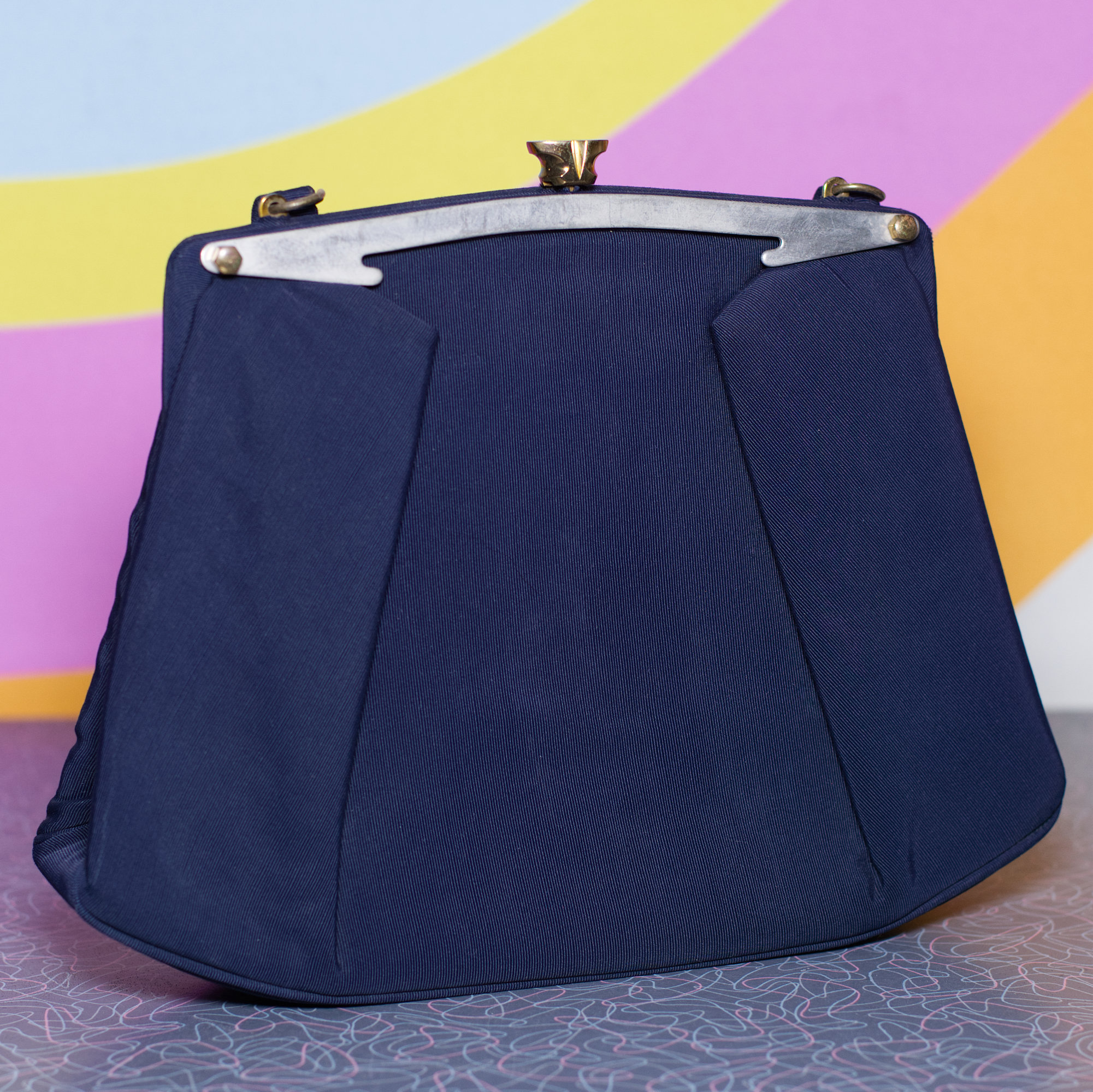 Vintage 1950s L and M Navy Blue Handbag