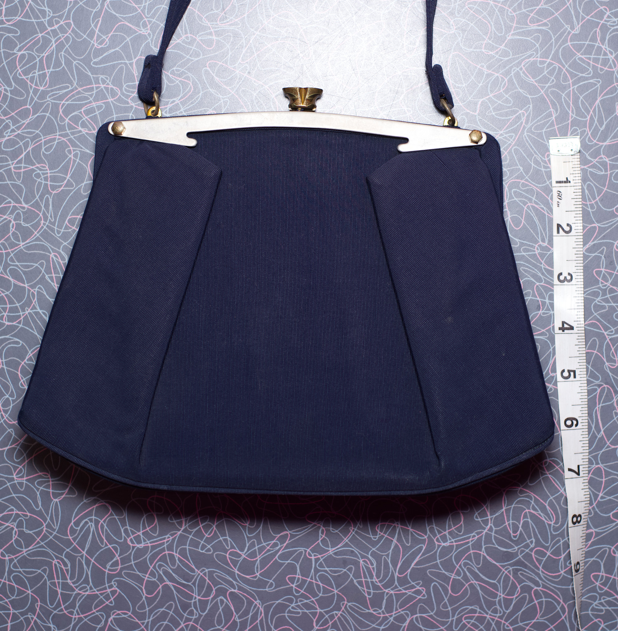 Vintage 1950s L and M Navy Blue Handbag - Image 7